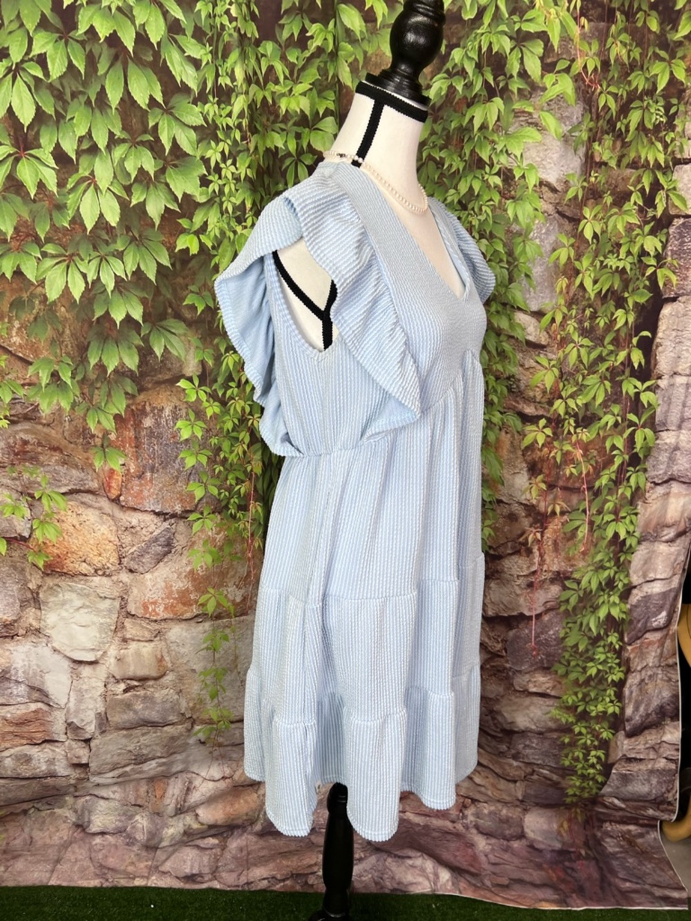 SIMPLY SOUTHERN Powder Blue Tiered Ruffled Sorority Rush Sundress, S - Picture 8 of 12